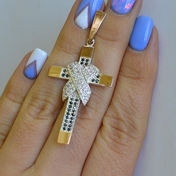 Чоловічий хрест срібло з золотом