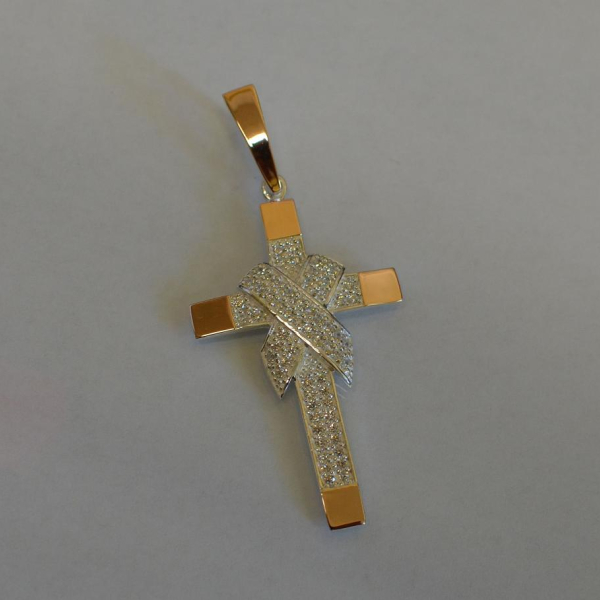 Чоловічий хрест срібло з золотом