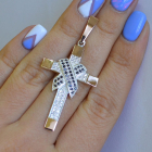 Чоловічий хрест срібло з золотом