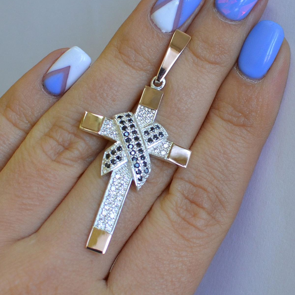 Чоловічий хрест срібло з золотом