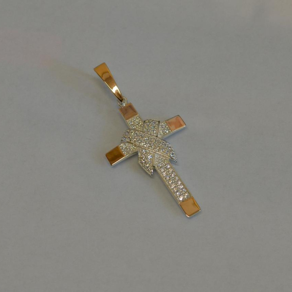 Чоловічий хрест срібло з золотом