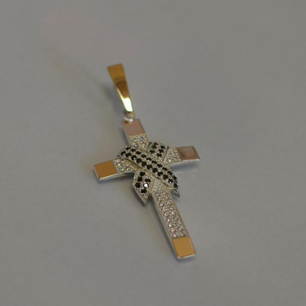 Чоловічий хрест срібло з золотом