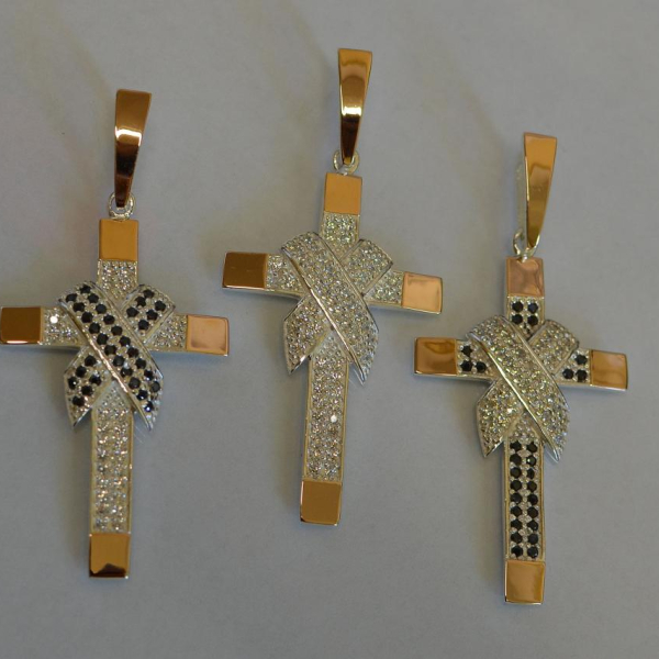 Чоловічий хрест срібло з золотом