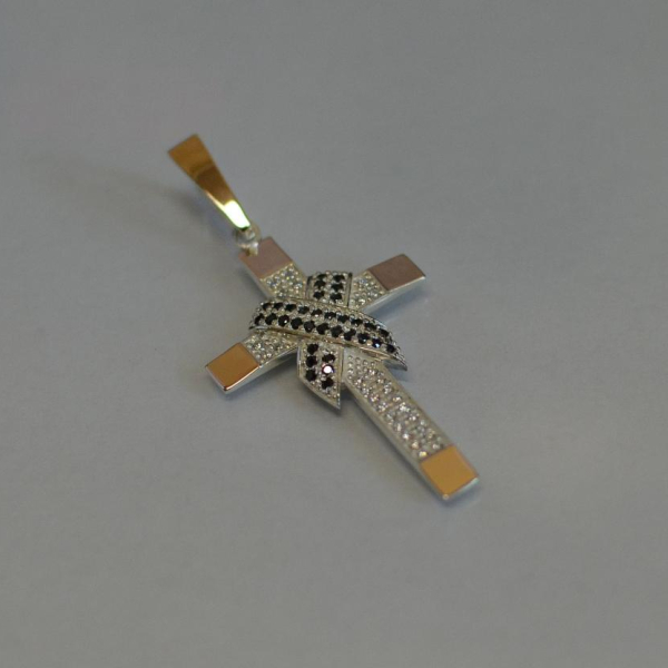 Чоловічий хрест срібло з золотом