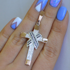 Чоловічий хрест срібло з золотом