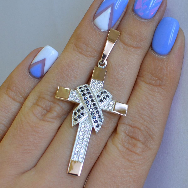 Чоловічий хрест срібло з золотом