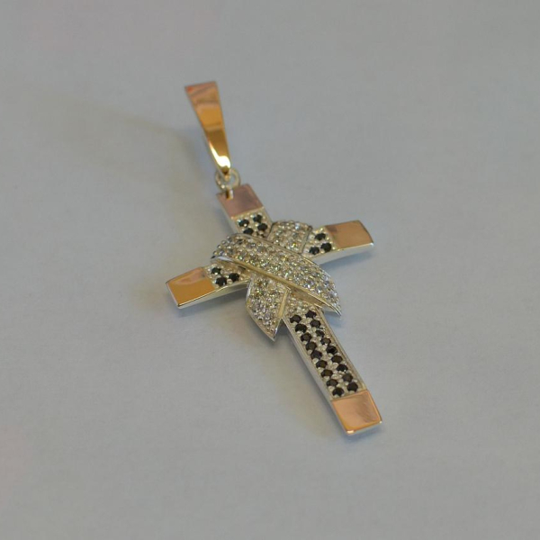 Чоловічий хрест срібло з золотом