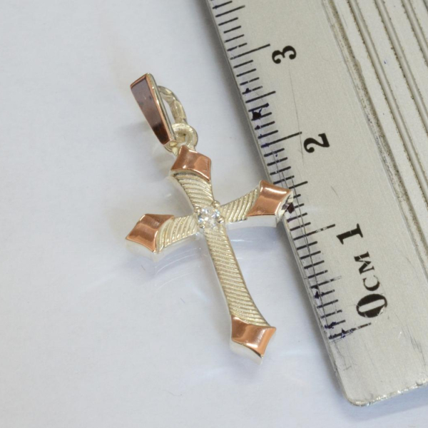 Срібний хрестик з золотом