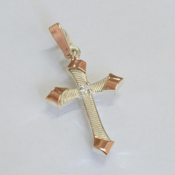 Срібний хрестик з золотом