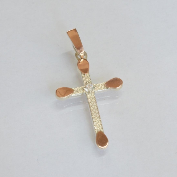 Срібних хрестик з золотими вставками