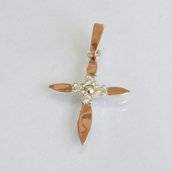 Срібних хрестик з золотими вставками