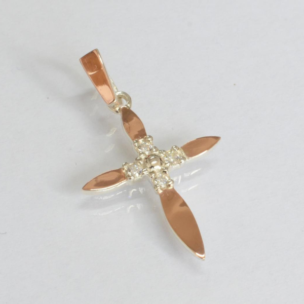 Срібних хрестик з золотими вставками