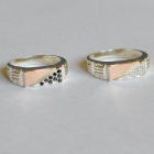 Срібний перстень з пластинами із золота