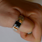 Срібний перстень  з золотими вставками