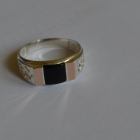 Срібний перстень  з золотими вставками