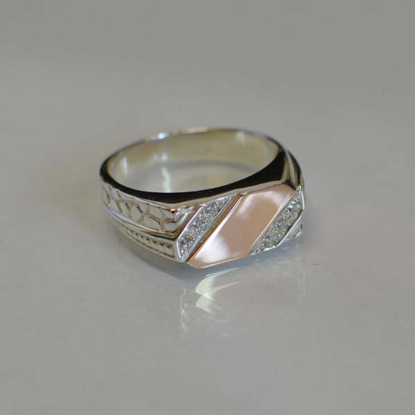 Срібний перстень  з накладками з золота