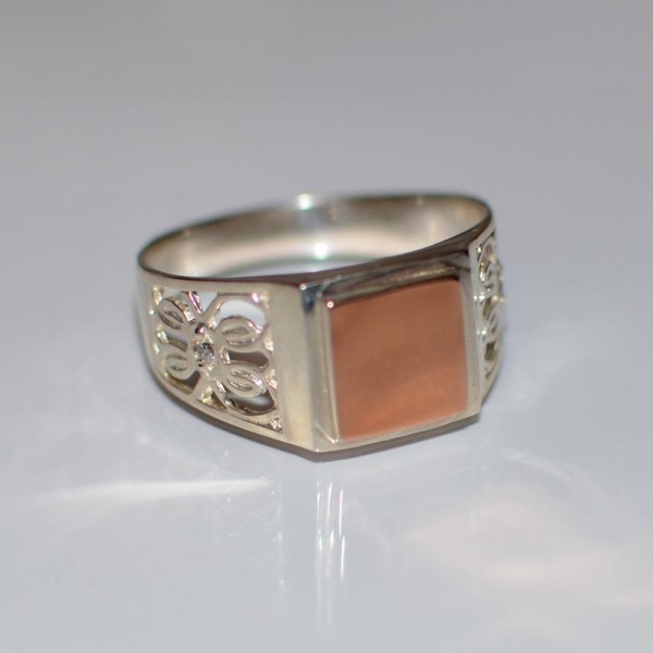 Срібний перстень  з золотими накладками