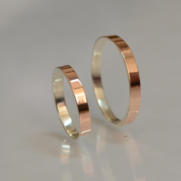 Срібна обручка  зі вставками з золота