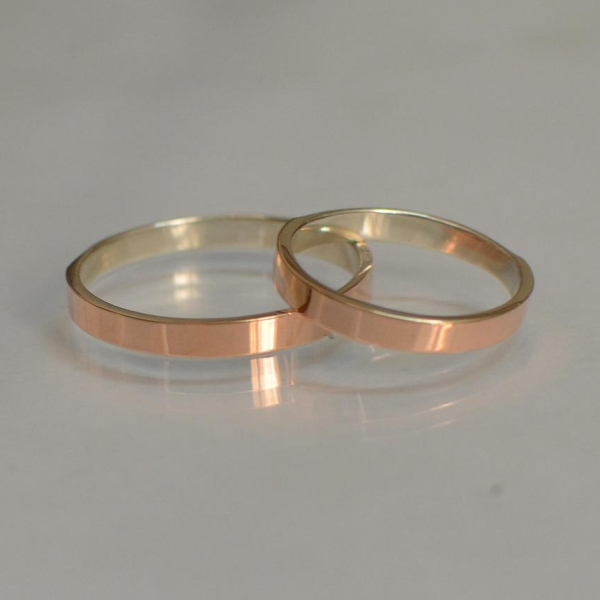 Срібна обручка  зі вставками з золота