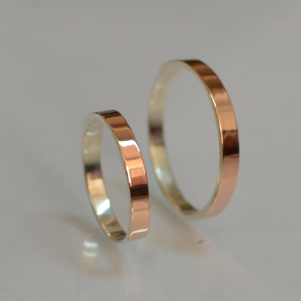 Срібна обручка  зі вставками з золота