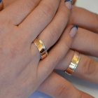 Серебряное обручальное кольцо с золотом