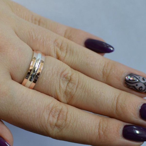 Обручка із срібла з золотом