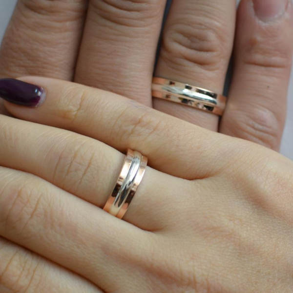 Обручка із срібла з золотом