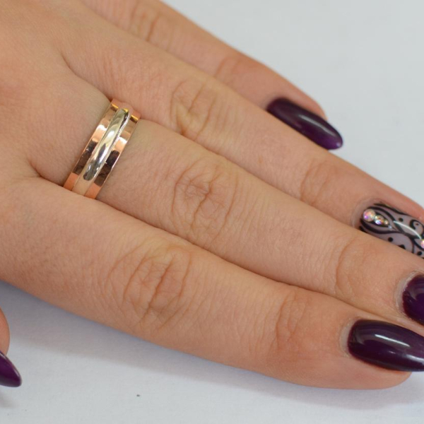 Обручка із срібла з золотом