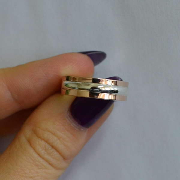 Обручка із срібла з золотом