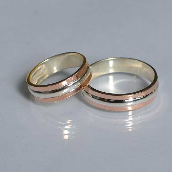 Обручка із срібла з золотом