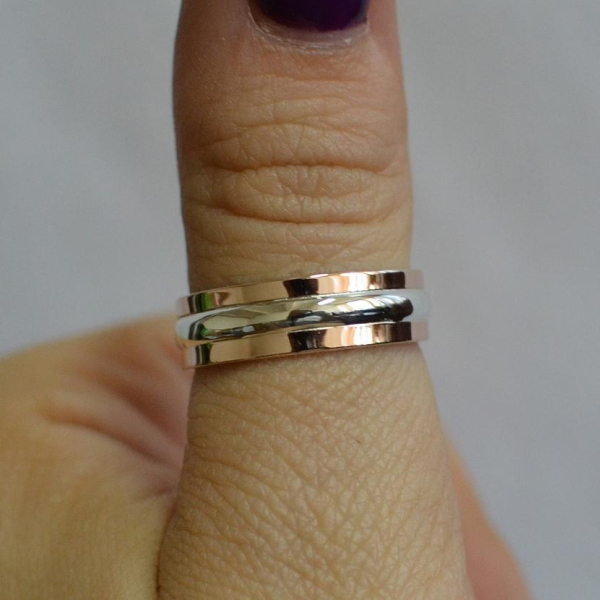 Обручка із срібла з золотом