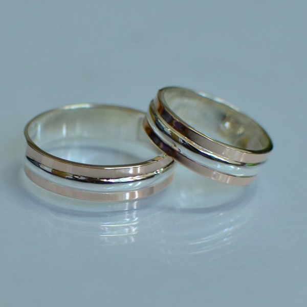 Обручка із срібла з золотом