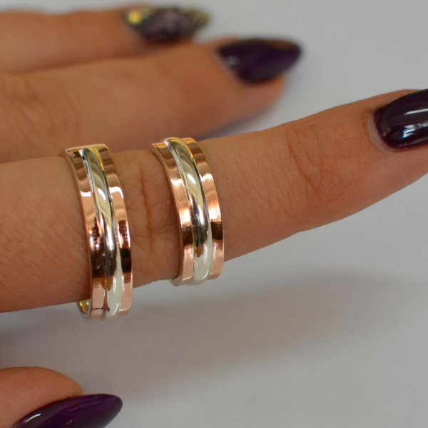 Обручка із срібла з золотом