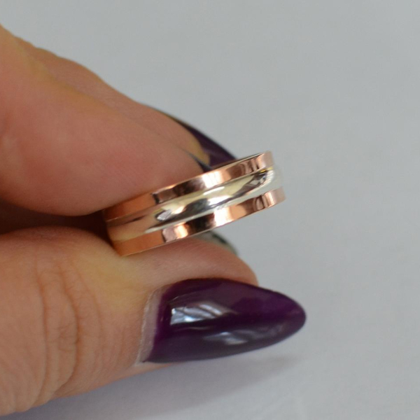 Обручка із срібла з золотом