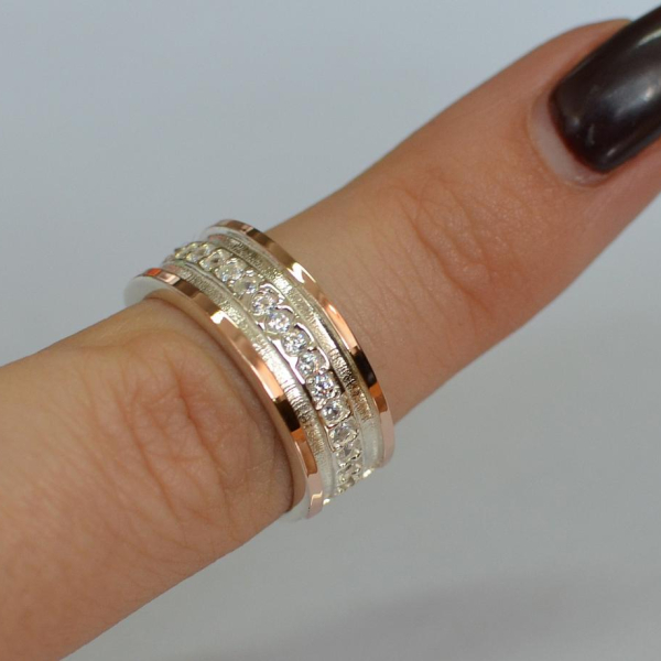 Обручка із срібла з золотом