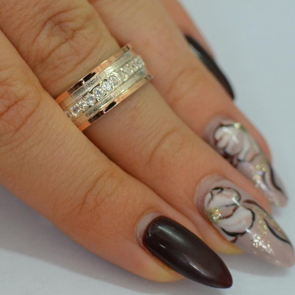 Обручка із срібла з золотом