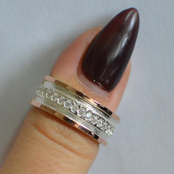 Обручка із срібла з золотом