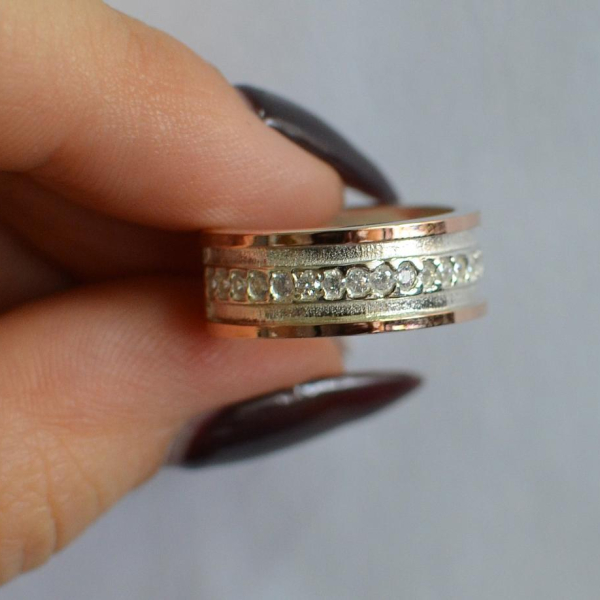 Обручка із срібла з золотом