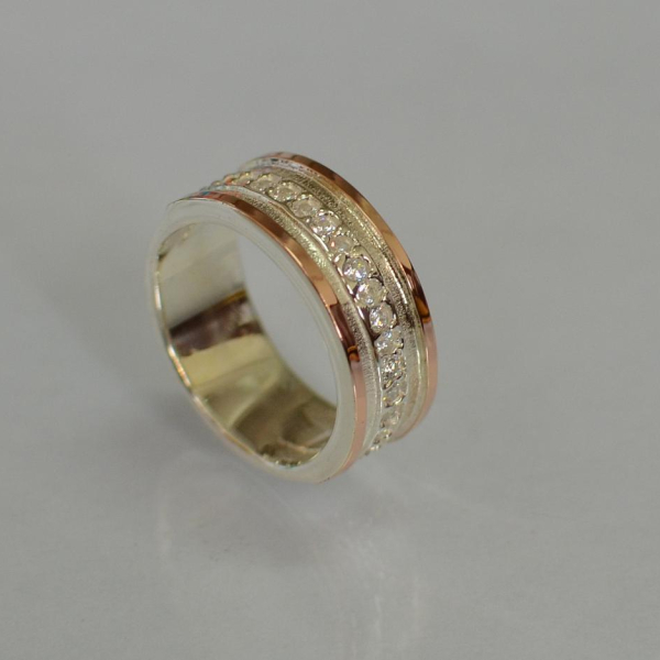 Обручка із срібла з золотом