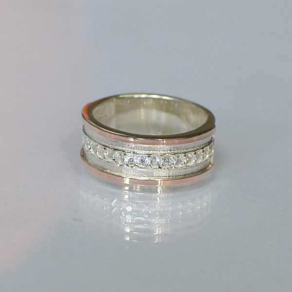 Обручка із срібла з золотом