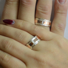 Обручка із срібла з золотом