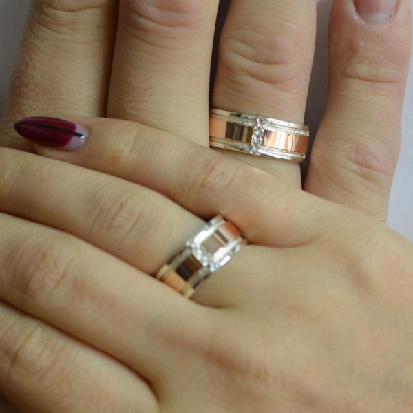 Обручка із срібла з золотом