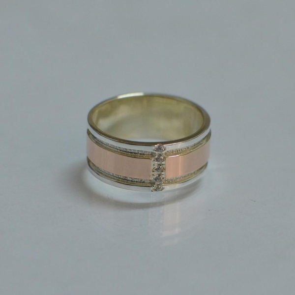 Обручка із срібла з золотом