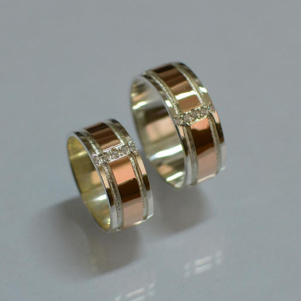 Обручка із срібла з золотом