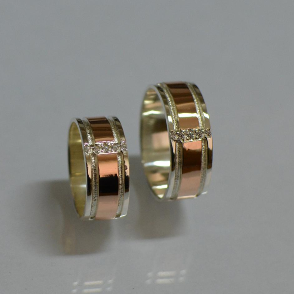 Обручка із срібла з золотом