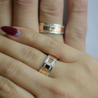 Обручка із срібла з золотом