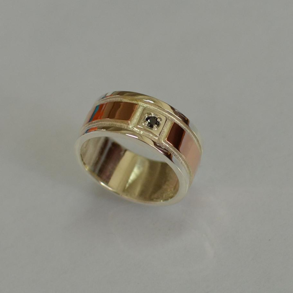 Обручка із срібла з золотом