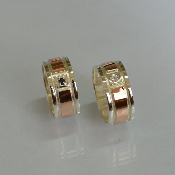 Обручка із срібла з золотом