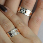 Обручка із срібла з золотом