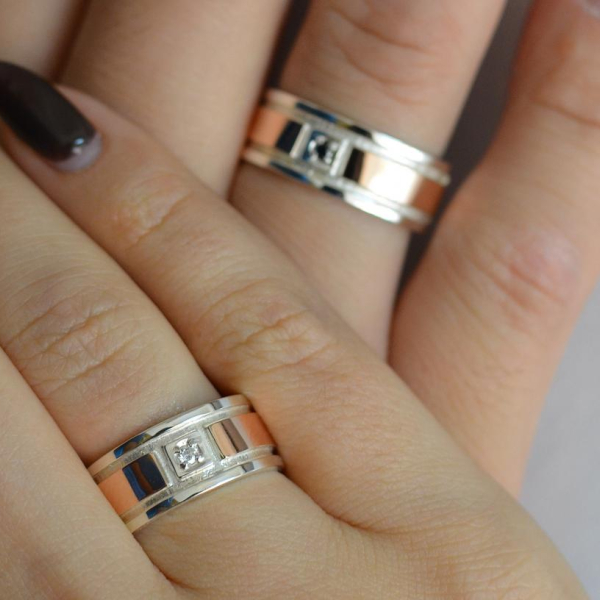 Обручка із срібла з золотом